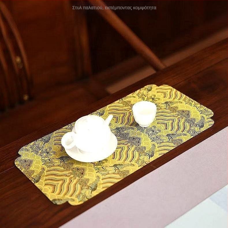 Σετ τραπεζομάντιλο για τσάι από λινό-πολυεστέρα 50/50, Σειρά Chinese Style, Νέος Κινέζικος Στυλ, Προσαρμοσμένη Επεξεργασία