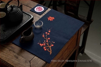 Σετ κεντήματος για αρχάριους – βαμβακερό ύφασμα, πατάκι τσαγιού και σουβέρ, στυλ Νέο Κινέζικο, σειρά κινεζικών μοτίβων