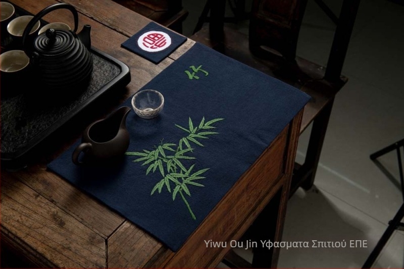 Σετ κεντήματος για αρχάριους – βαμβακερό ύφασμα, πατάκι τσαγιού και σουβέρ, στυλ Νέο Κινέζικο, σειρά κινεζικών μοτίβων