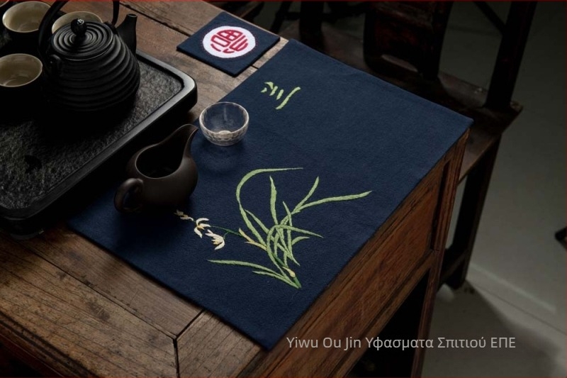 Σετ κεντήματος για αρχάριους – βαμβακερό ύφασμα, πατάκι τσαγιού και σουβέρ, στυλ Νέο Κινέζικο, σειρά κινεζικών μοτίβων