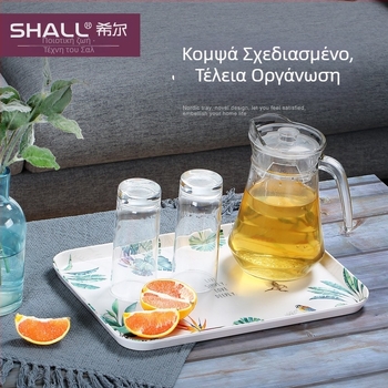 Μελαμινένια πιατέλα σε ιαπωνικό στυλ με φλοράλ μοτίβο, τετράγωνο/ορθογώνιο σχήμα, ιδανική για πρωινό και σερβίρισμα τσαγιού, δυνατότητα εκτύπωσης λογοτύπου