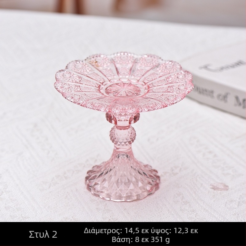 Πιατέλα φρούτων με πόδι υψηλό, ευρωπαϊκού στυλ, μοντέρνος μινιμαλιστικός σχεδιασμός, γυάλινο υλικό