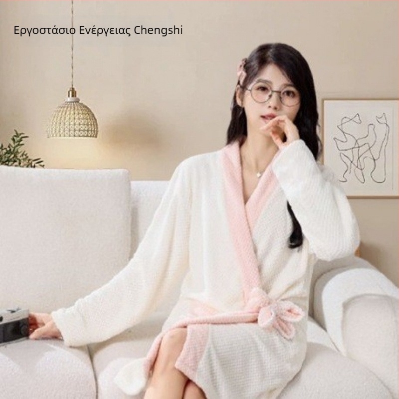 Χειμερινή unisex ρόμπα μπάνιου, κύριο ύφασμα από λινό και πολυεστέρα