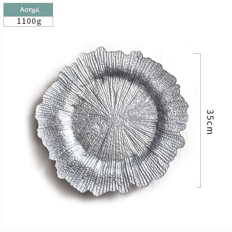 Γυάλινο πιάτο δείπνου, ακανόνιστο σχήμα, στυλ Light Luxury, μάρκα Sheng Jing, εκτυπωμένο λογότυπο