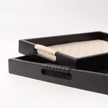 Ξύλινος δίσκος με γυαλισμένη επιφάνεια, για πρωινό και αποθήκευση κοσμημάτων, γαλλικού στυλ πολυτέλεια, χειροποίητος