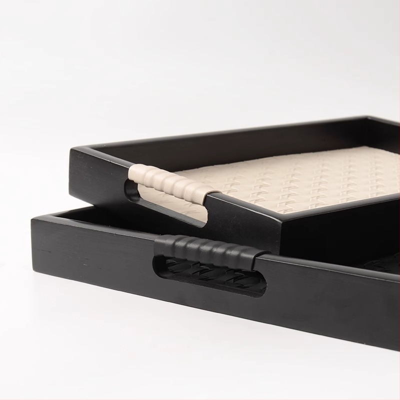 Ξύλινος δίσκος με γυαλισμένη επιφάνεια, για πρωινό και αποθήκευση κοσμημάτων, γαλλικού στυλ πολυτέλεια, χειροποίητος