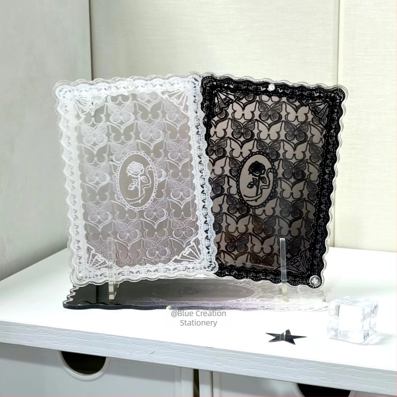 Ακρυλική επιτραπέζια κορνίζα Polaroid με πεταλούδες και λουλούδια, πάχος 0,5 cm