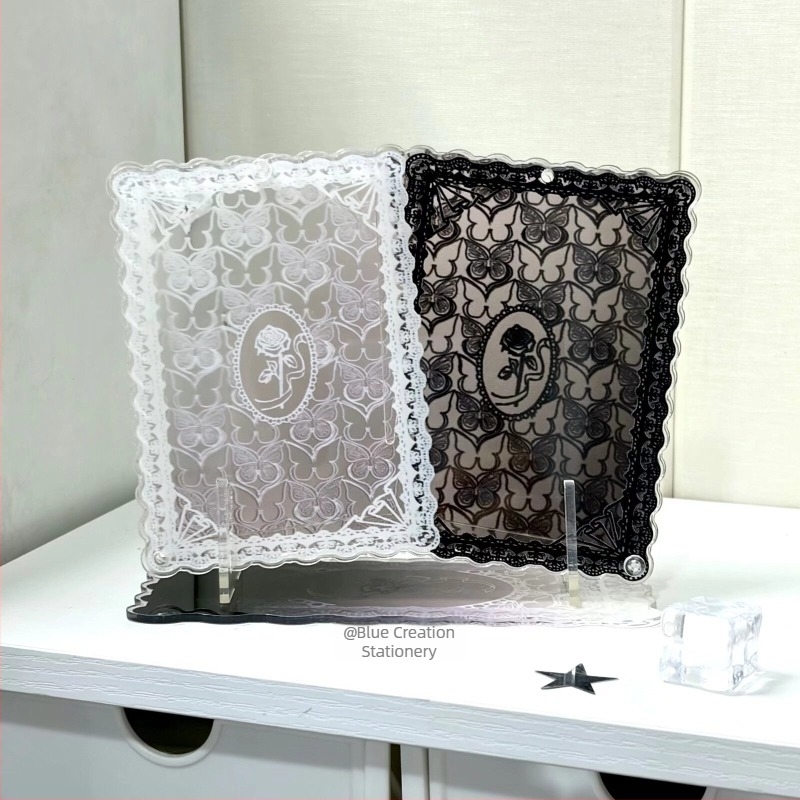 Ακρυλική επιτραπέζια κορνίζα Polaroid με πεταλούδες και λουλούδια, πάχος 0,5 cm