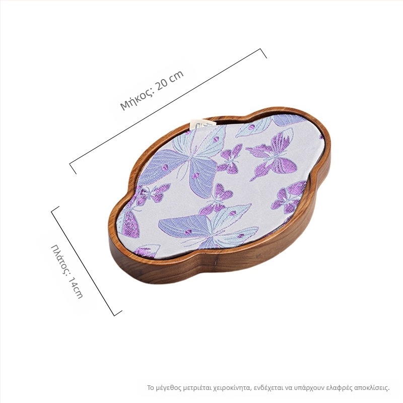 Moji χειροποίητο σετ τσαγιού από ξύλο καρυδιάς – ξύλινος δίσκος για τσάι με πατάκι τσαγιού και πατάκια φλυτζανιών, γυαλισμένη επιφάνεια, στυλ ελαφριάς πολυτέλειας, προσαρμογή