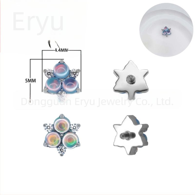 Σκουλαρίκια από κράμα τιτάνιο, έντομο σχήμα, οπάλ κρύσταλλος, unisex, vintage στυλ, γυαλιστερό φινίρισμα