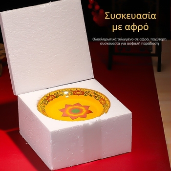 Κεραμική πιατέλα φρούτων για προσφορές Purple Lotus – πιάτο προσφορών Θεού του Πλούτου και Βούδα