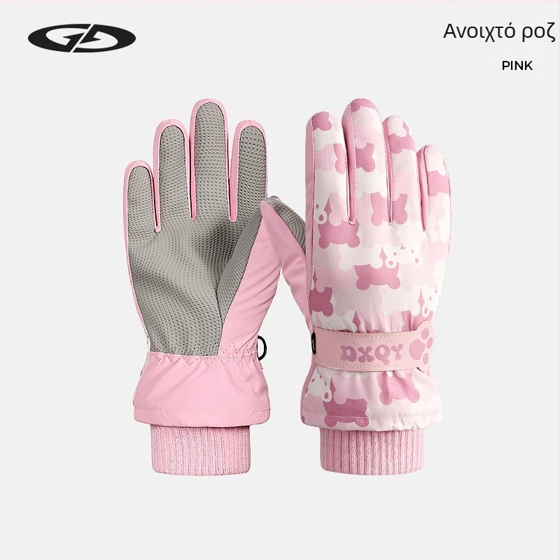Χειμερινά γάντια σκι για ποδηλασία, unisex, για παιδιά 2–8 ετών, ζεστά, αδιάβροχα, χοντρά, ανθεκτικά στον άνεμο, συμβατά με οθόνη αφής