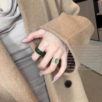 Δαχτυλίδι από φυσικό τζάσπερ και Hetian Jade για γυναίκες