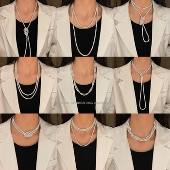 Χειροποίητο κολιέ από κράμα ψευδαργύρου, πολύεπίπεδο σε σχήμα U με κανονική αλυσίδα