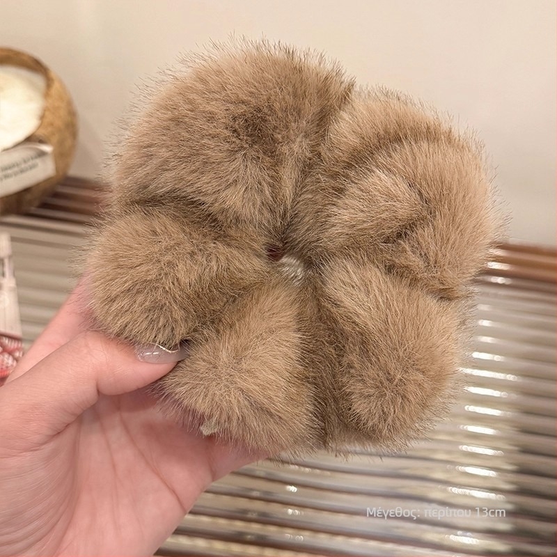 Λαστιχάκι μαλλιών από βελούδο με μίμηση γούνας μίνκ, χειροποίητο, υψηλή ελαστικότητα, προέλευση Yiwu, χειμώνας 2025, στυλ μόδας γραφείου