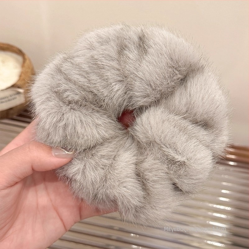 Λαστιχάκι μαλλιών από βελούδο με μίμηση γούνας μίνκ, χειροποίητο, υψηλή ελαστικότητα, προέλευση Yiwu, χειμώνας 2025, στυλ μόδας γραφείου