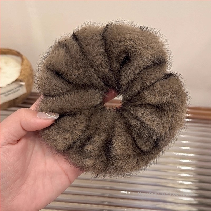 Λαστιχάκι μαλλιών από βελούδο με μίμηση γούνας μίνκ, χειροποίητο, υψηλή ελαστικότητα, προέλευση Yiwu, χειμώνας 2025, στυλ μόδας γραφείου