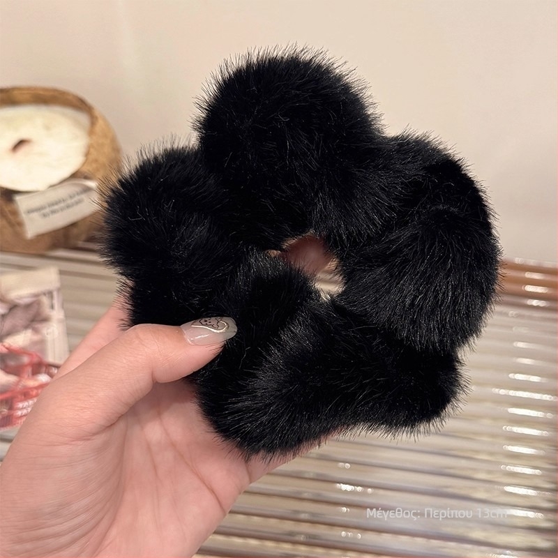 Λαστιχάκι μαλλιών από βελούδο με μίμηση γούνας μίνκ, χειροποίητο, υψηλή ελαστικότητα, προέλευση Yiwu, χειμώνας 2025, στυλ μόδας γραφείου