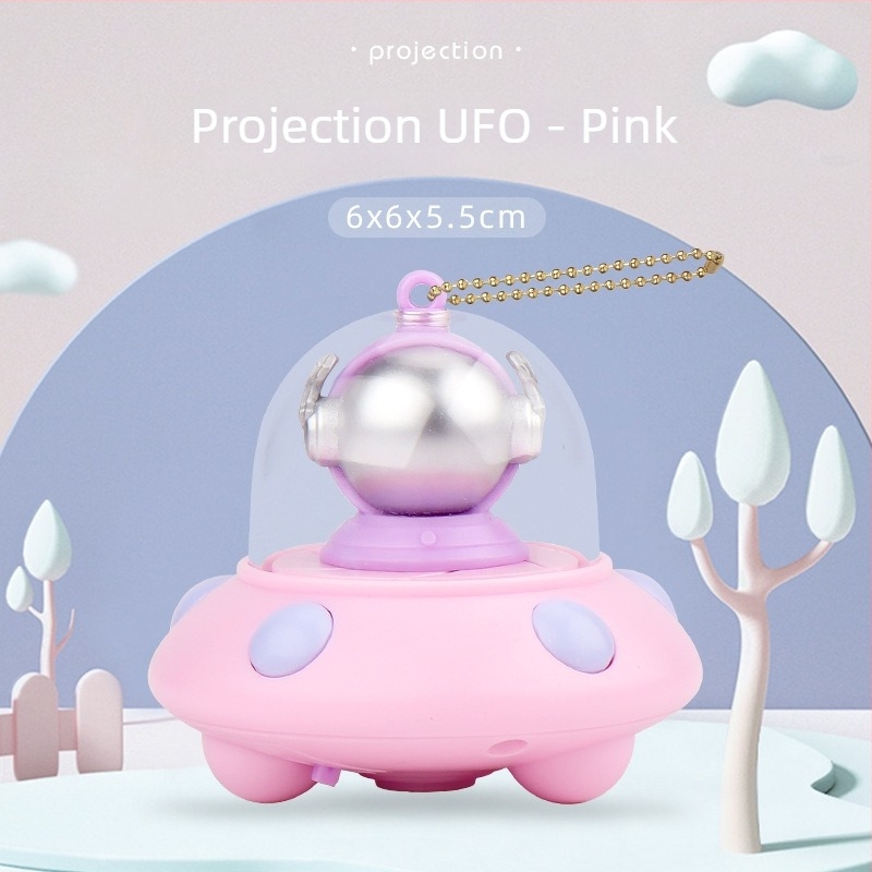 Κλειδοθήκη με προβολέα: μικρό φωτεινό παιχνίδι με σχέδιο ιπτάμενος δίσκος και αστροναύτης (LED φως, προβολέας, πλαστικό, ηλικία 4–6 ετών)