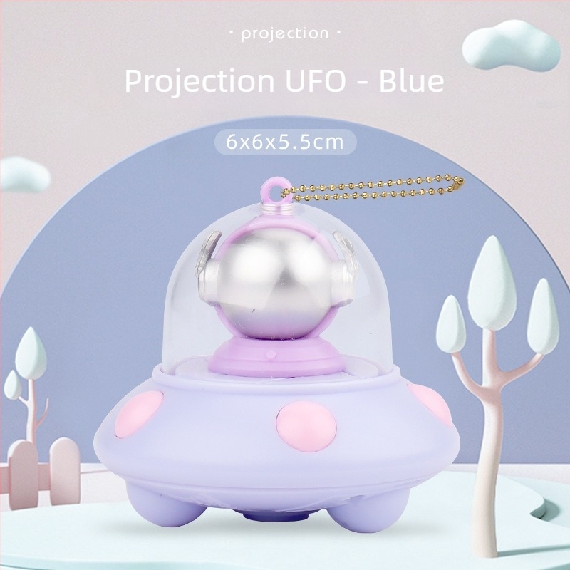 Κλειδοθήκη με προβολέα: μικρό φωτεινό παιχνίδι με σχέδιο ιπτάμενος δίσκος και αστροναύτης (LED φως, προβολέας, πλαστικό, ηλικία 4–6 ετών)