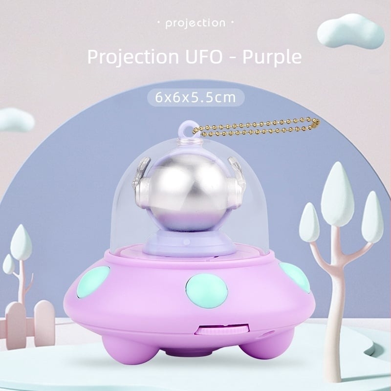 Κλειδοθήκη με προβολέα: μικρό φωτεινό παιχνίδι με σχέδιο ιπτάμενος δίσκος και αστροναύτης (LED φως, προβολέας, πλαστικό, ηλικία 4–6 ετών)