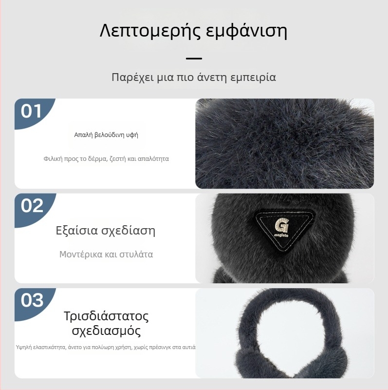 Unisex Χειμερινά Ear Muffs - Αναδιπλούμενα, Πλούσιο βελούδινο υλικό, Ανθεκτικά στον άνεμο και τον πάγο, Για Ποδηλασία