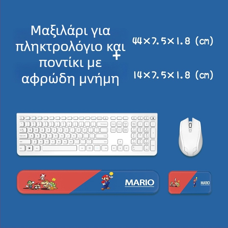 Μαξιλαράκι καρπού για πληκτρολόγιο και ποντίκι — σιλικόνη, αφρός μνήμης για την παλάμη, διπλής όψης με θέμα καρτούν, αντιολισθητικό, ανθεκτικό στη φθορά, εύκολο στον καθαρισμό