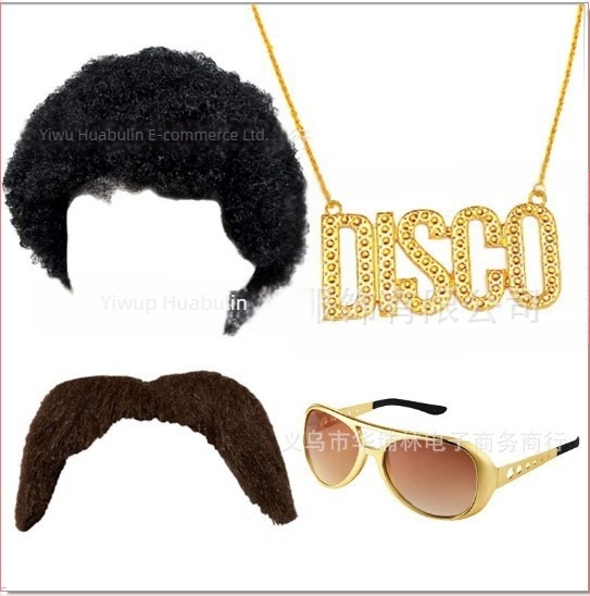 περούκα-ρεκβιζίτ για disco cosplay, πάρτι 70s, πλαστικό, ημιχειροποίητο/ημιμηχανοποιημένο