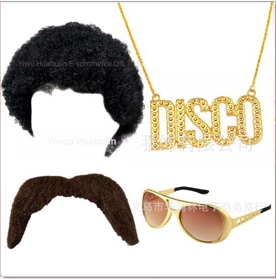 περούκα-ρεκβιζίτ για disco cosplay, πάρτι 70s, πλαστικό, ημιχειροποίητο/ημιμηχανοποιημένο