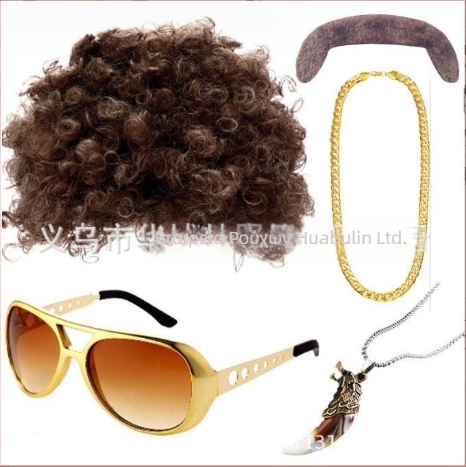 περούκα-ρεκβιζίτ για disco cosplay, πάρτι 70s, πλαστικό, ημιχειροποίητο/ημιμηχανοποιημένο