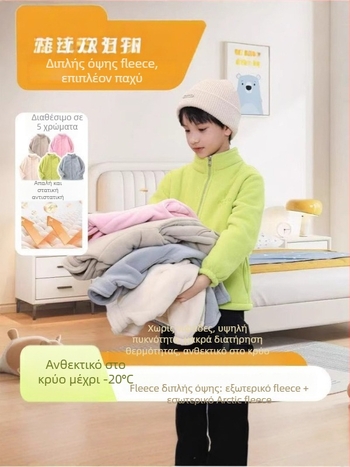 Unisex παιδικό εξωτερικό μπουφάν με επένδυση φλίς, διαπνέεται, διατηρεί τη θερμότητα, ανθεκτικό πολυεστέρας