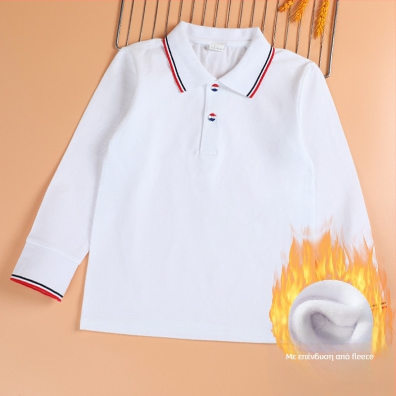 Πόλο πουκάμισο σχολικής στολής, Unisex, μακριά μανίκια, βαμβακερή ύφανση, άνοιξη και φθινόπωρο
