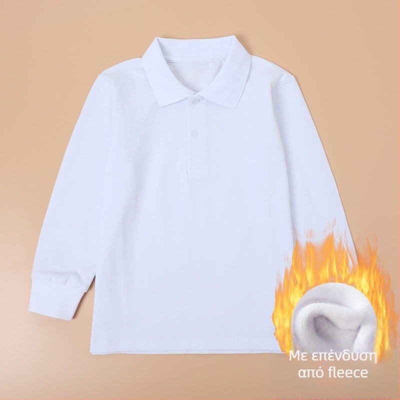 Πόλο πουκάμισο σχολικής στολής, Unisex, μακριά μανίκια, βαμβακερή ύφανση, άνοιξη και φθινόπωρο