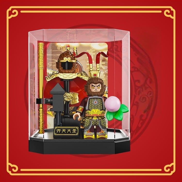 Μίνι φιγούρα κατασκευαστικό σετ Monkey King και Guanyin, ABS πλαστικό, έως 38 τεμάχια, κατάλληλο για ηλικίες 7–14