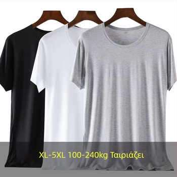 Ανδρικό κοντομάνικο T-shirt από Modal, εφαρμοστό, με στρογγυλή λαιμόκοψη, ultra-λεπτό, υψηλή ελαστικότητα, σε μεγέθη plus