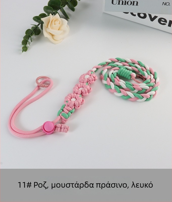 Κορδόνι κινητού με υφασμένο μοτίβο λουλουδιών, ρυθμιζόμενο, unisex, χειροποίητο, πολυεστέρας, πλαστικό κούμπωμα, Jing Orange