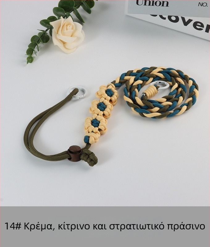 Κορδόνι κινητού με υφασμένο μοτίβο λουλουδιών, ρυθμιζόμενο, unisex, χειροποίητο, πολυεστέρας, πλαστικό κούμπωμα, Jing Orange