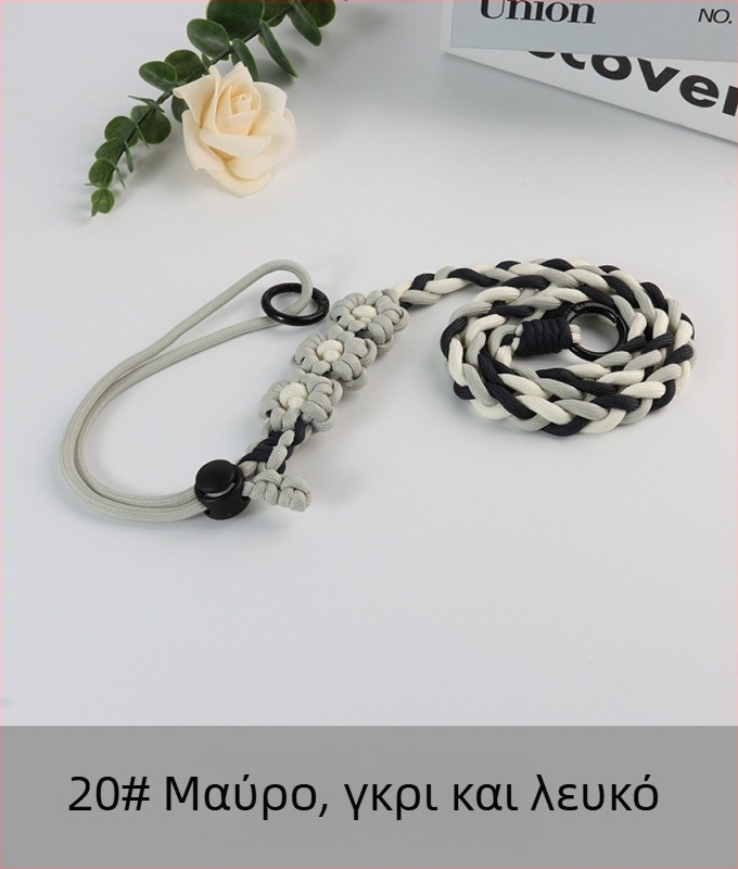 Κορδόνι κινητού με υφασμένο μοτίβο λουλουδιών, ρυθμιζόμενο, unisex, χειροποίητο, πολυεστέρας, πλαστικό κούμπωμα, Jing Orange