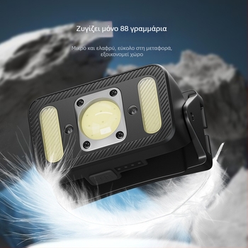 Κεφαλοφακός εξωτερικού χώρου — COB LED, 8W, 18650 1200mAh επαναφορτιζόμενος, αδιάβροχος, εμβέλεια έως 50 m