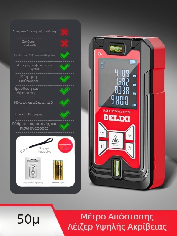 Delixi λέιζερ μετρητής απόστασης με υπέρυθρη μέτρηση, φορητός υψηλής ακρίβειας ηλεκτρονικός χάρακας για μετρήσεις δωματίων