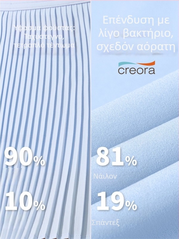 Γυναικεία αθλητική φούστα με ψηλή μέση, πλισέ, με ενσωματωμένα σορτς κατά της διαφανότητας, πολυεστέρας, αντιβακτηριακή επένδυση 5A