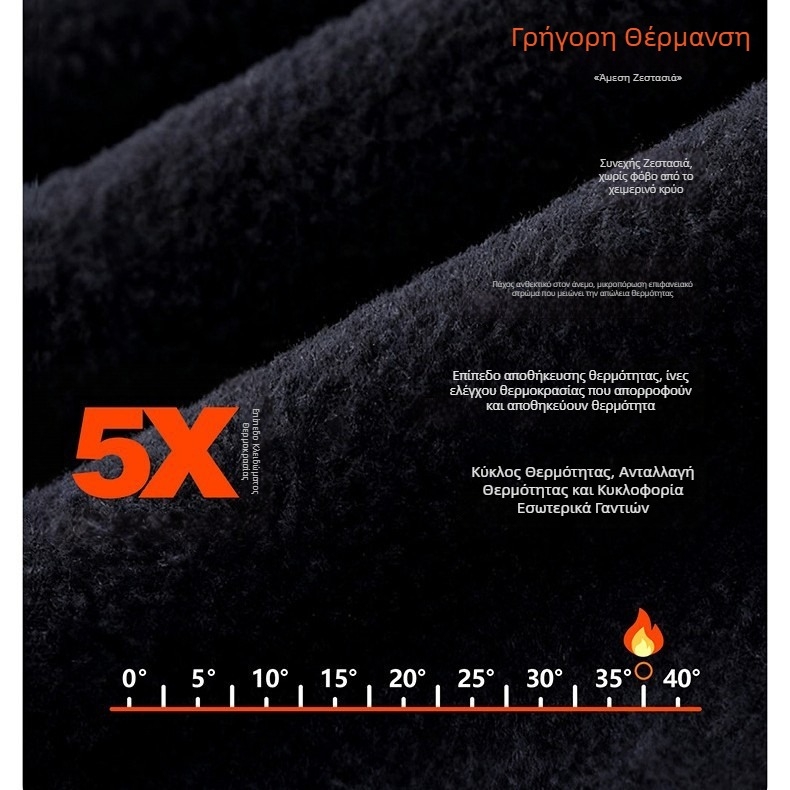 Επαναφορτιζόμενα θερμαινόμενα γάντια ποδηλασίας, για ενήλικες, unisex, με επίστρωση, μακρύ μανσέτο