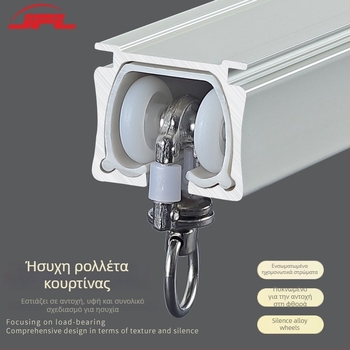 Αλουμινίου κράμα κουρτινό προφίλ με διπλή τροχιά, αθόρυτο κύλισμα, επάνω τοποθέτηση