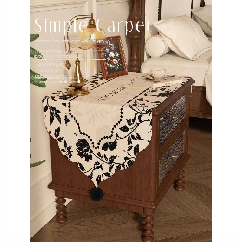 Κάλυμμα κομοδίνου και άκρου κρεβατιού, αντίκα σε ποιμενικό στυλ, προστατευτικό διακοσμητικό ύφασμα από σκόνη, πολυεστέρας, κατάλληλο για σαλόνι, υπνοδωμάτιο, γραφείο, παιδικό δωμάτιο