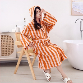 Ρόμπα μπάνιου για γυναίκες, ύφασμα Coral fleece, μίξη ινών ακρυλικού 85/15, φθινοπωρινό μοντέλο