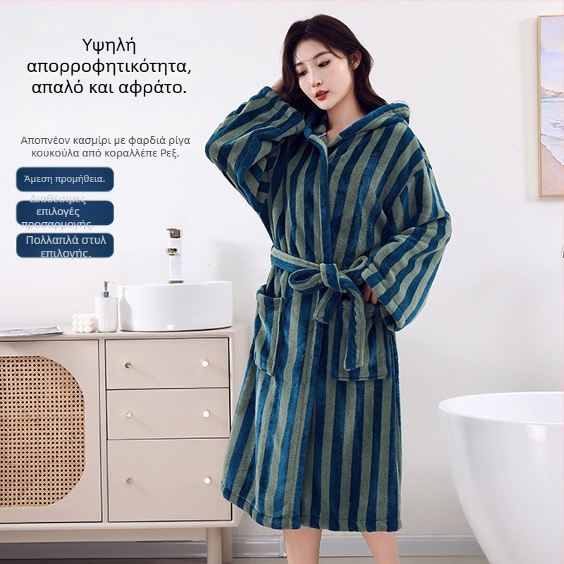 Ρόμπα μπάνιου για γυναίκες, ύφασμα Coral fleece, μίξη ινών ακρυλικού 85/15, φθινοπωρινό μοντέλο