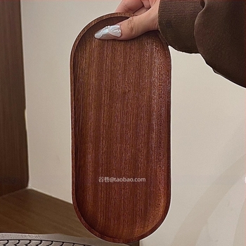 Οβάλ δίσκος από μασίφ ξύλο σε ιαπωνικό στυλ, με θήκη για κύπελλα και αποθήκευση κοσμημάτων