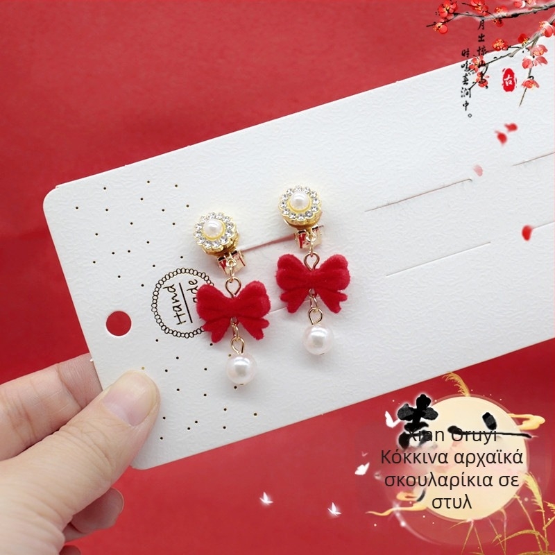 Κλιπ για αυτί με φούντα, παιδικά κοσμήματα σε εθνοτικό ύφος, σειρά Πριγκίπισσα, κρύσταλλος διακριτικός, ξεχωριστή συσκευασία