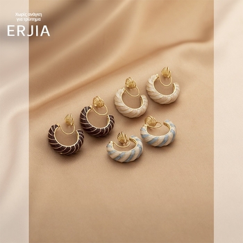 Κλιπ αυτιών σε σχήμα C με γεωμετρικό σχέδιο, κράμα, ηλεκτροπλατινοποίηση, κλιπ αυτιών με δίσκο κουνουπιών, κωδικός προϊόντος 2663