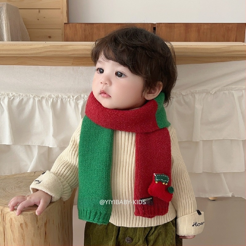 Παιδικό κασκόλ με πατςγουρκ, unisex, πλεκτό, ζεστό για το λαιμό, μοντέλο BJ* Stained House Patchwork Scarf